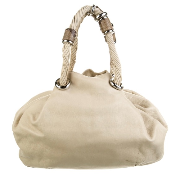 Michael Kors Top Handle Bag. Neutral Leather with Silver and Python accent. - Picture 3 of 4